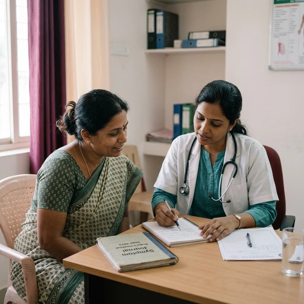 A patient talking with a doctor during a consultation